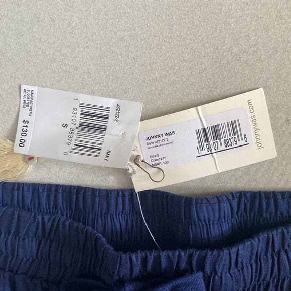 Johnny Was SOVANNA Linen Shorts Navy / White Embroidered small NWT - Picture 7 of 14